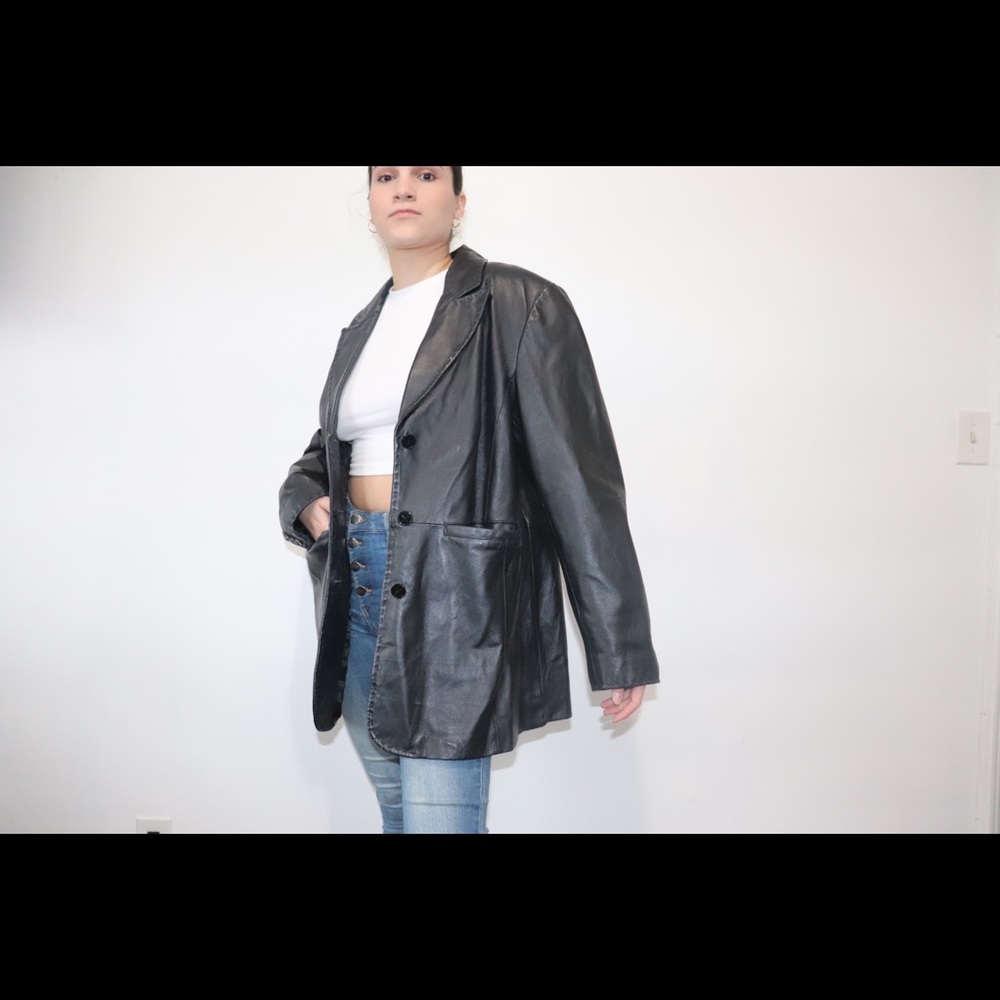 Leather Jacket Midi Rice Length - Picture 3 of 6